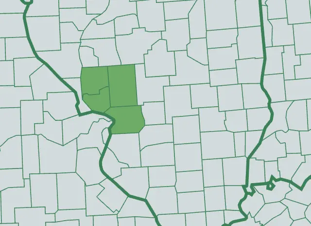 Map highlighting Jersey, Greene, Macoupin, and Madison counties in Illinois.